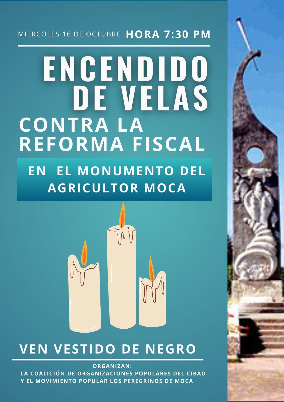 Colectivos del Cibao llaman a acto de encendido de velas en protesta por reforma fiscal