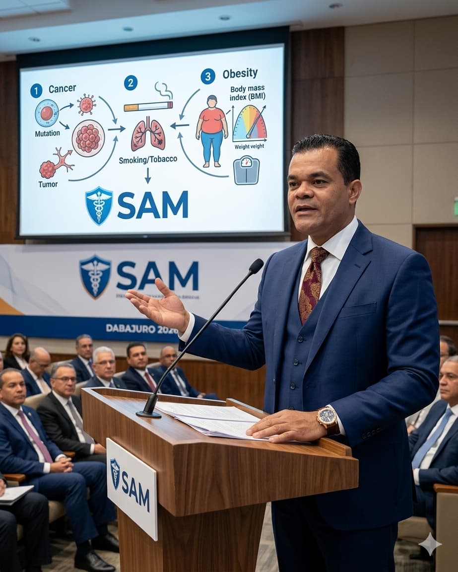 Dr. Jiminián aborda cáncer, tabaquismo y obesidad en asamblea de SAM