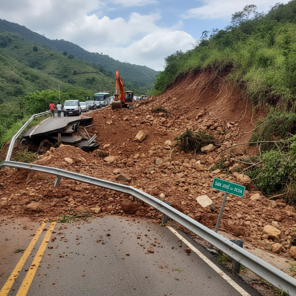 Restricciones en el tránsito a San José de Ocoa por derrumbe