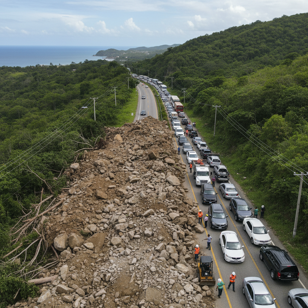 Cierre total del tránsito en la carretera de Ocoa por derrumbe