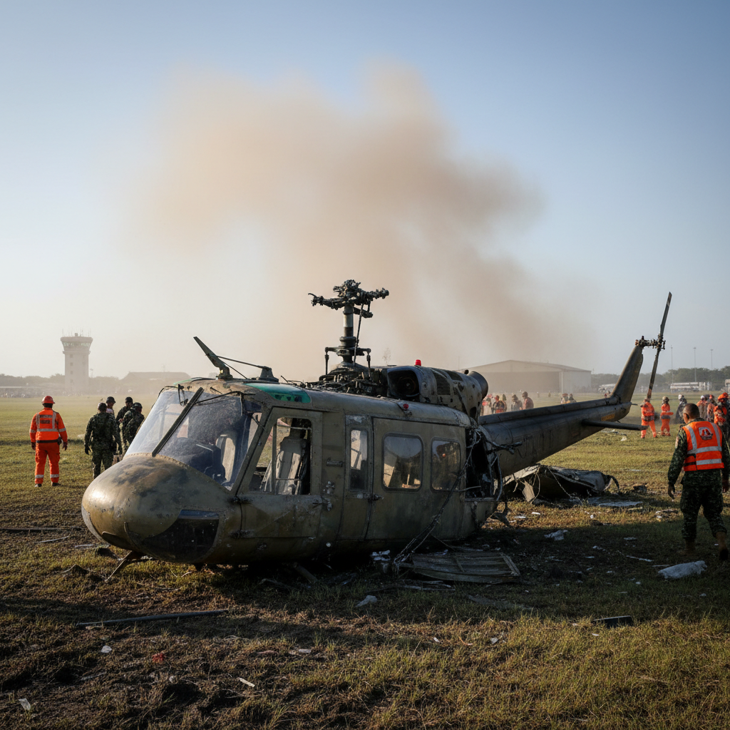 Accidente de helicóptero de la FARD en vuelo de entrenamiento deja tripulación ilesa